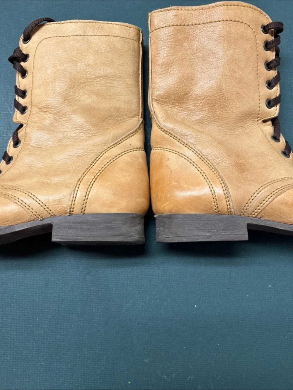 Zigi Soho Combat Boots Women's 9 Punisher Tan Leather Zip Lace Up Festival - Picture 5 of 12